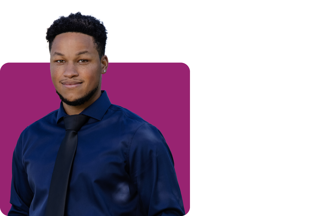 Photo of Mychal Little on a purple background