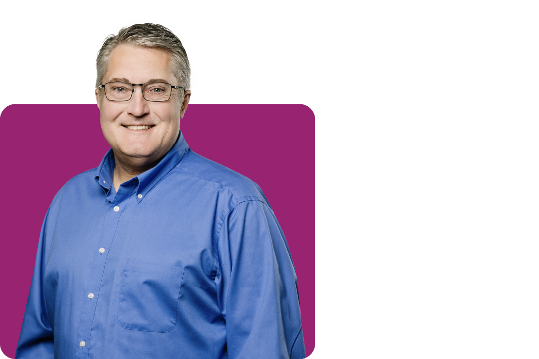 Terry Wyrick on a purple background