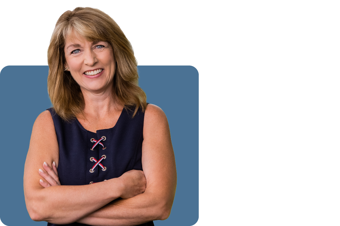 Headshot photo of LaDonna Beaumont set against a blue backdrop