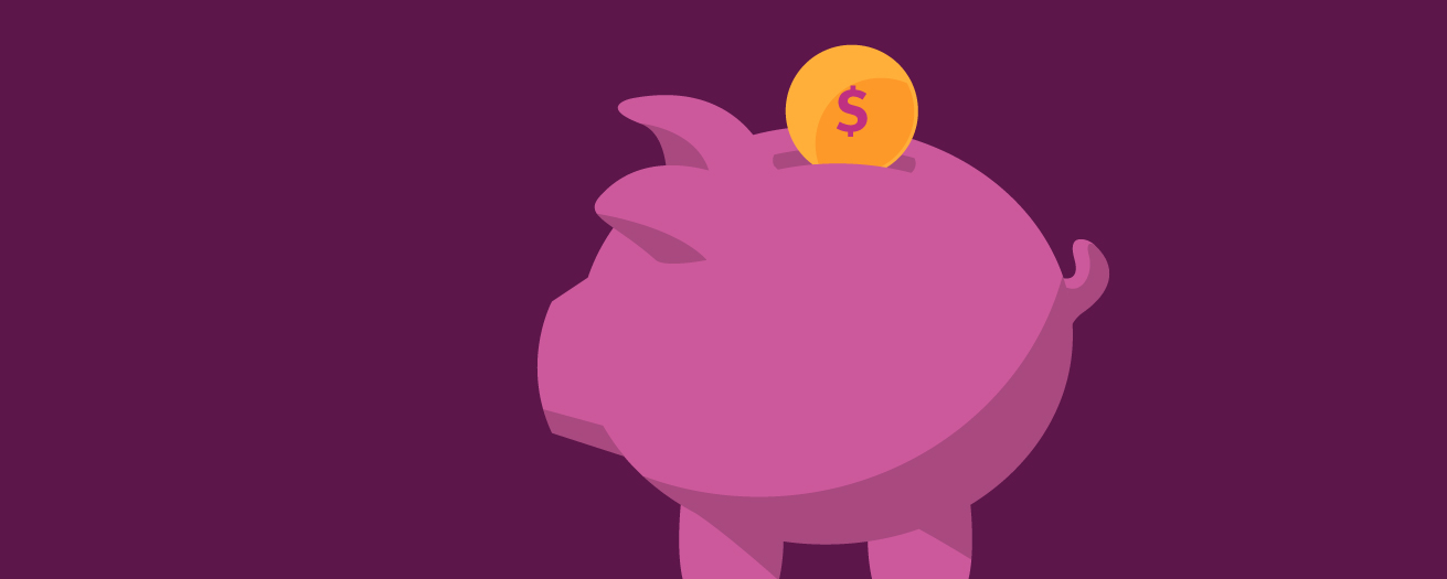 An illustration of a piggy bank with money going in.