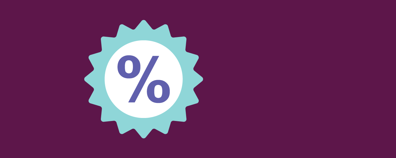 Illustration of a percent sign in a starburst