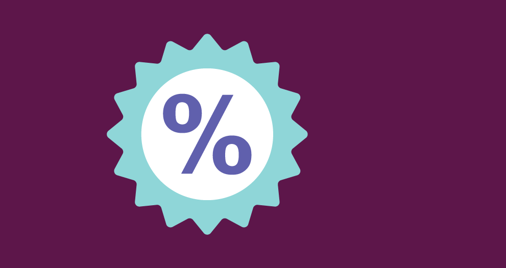 Illustration of a percent sign in a starburst