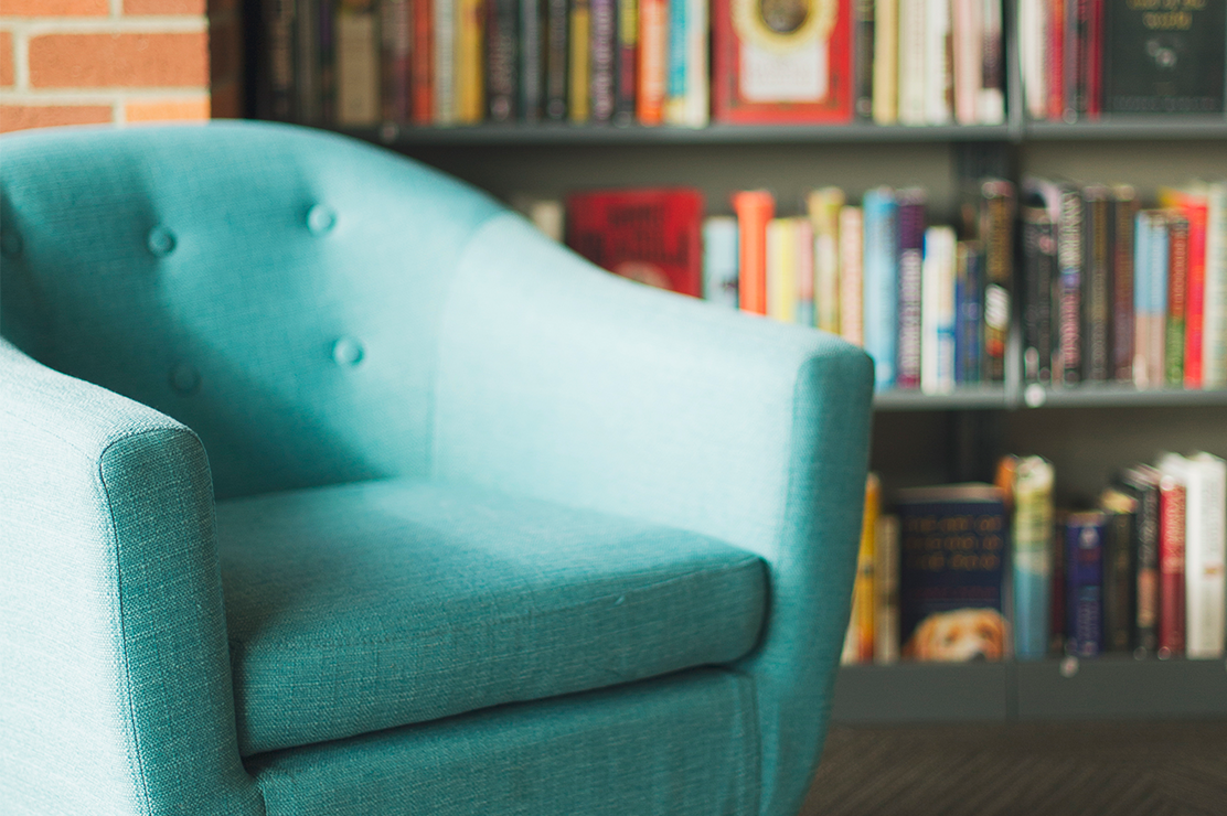 Photo of a chair in a home library