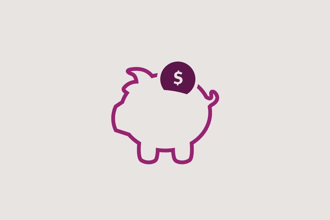 Illustration of a piggy bank with money being put into it