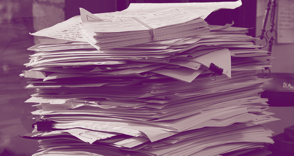 Photograph of a stack of papers